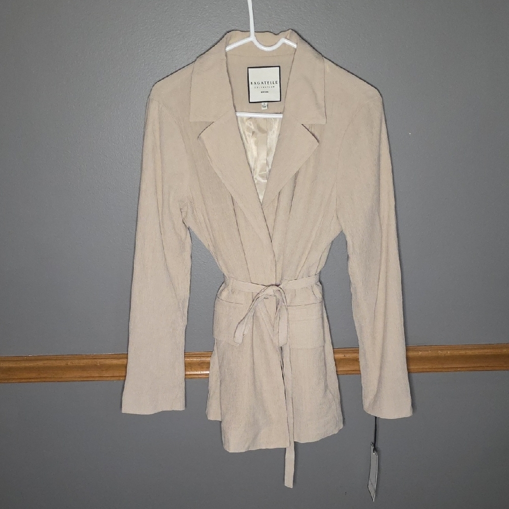 Bagatelle Women's Light Beige Belted Blazer